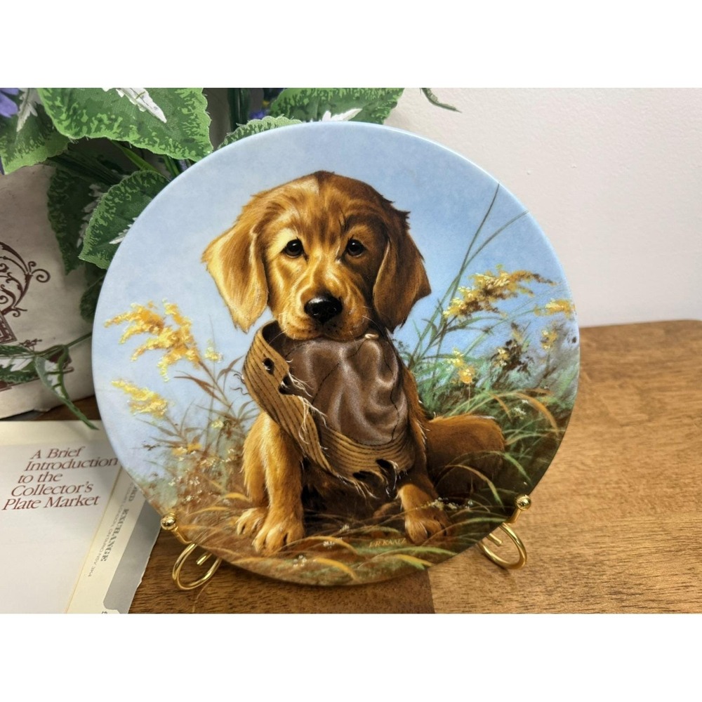 Vintage Knowles Field Puppies Plate Golden Retriever Box & COA Lynn Kaatz Decor